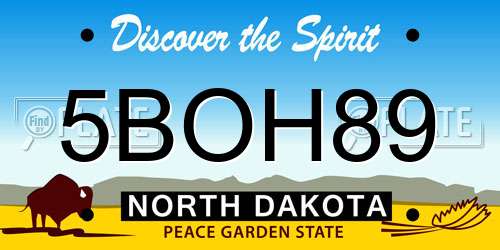 5BOH89 North Dakota License Plate