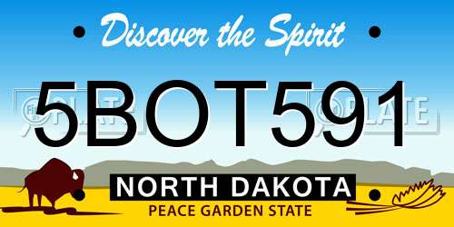 5BOT591 North Dakota License Plate
