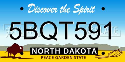 5BQT591 North Dakota License Plate