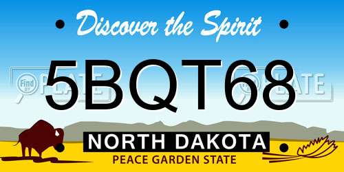 5BQT68 North Dakota License Plate