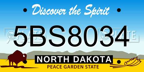 5BS8034 North Dakota License Plate