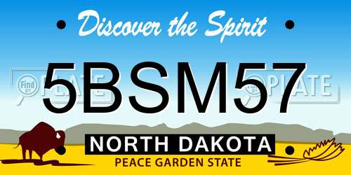 5BSM57 North Dakota License Plate