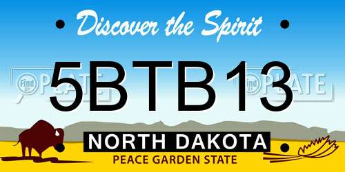 5BTB13 North Dakota License Plate