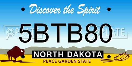 5BTB80 North Dakota License Plate