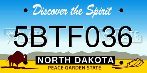 5BTF036 North Dakota License Plate