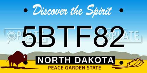 5BTF82 North Dakota License Plate
