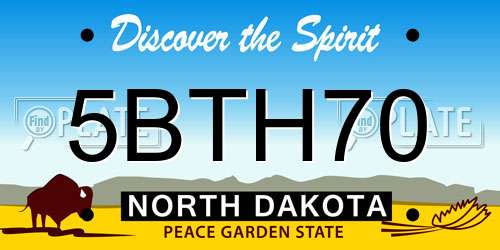 5BTH70 North Dakota License Plate