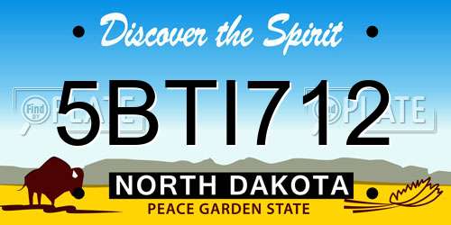 5BTI712 North Dakota License Plate