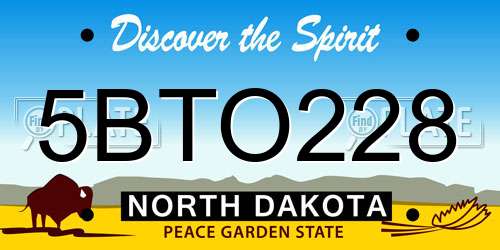 5BTO228 North Dakota License Plate