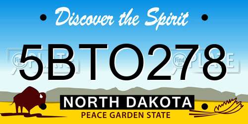 5BTO278 North Dakota License Plate