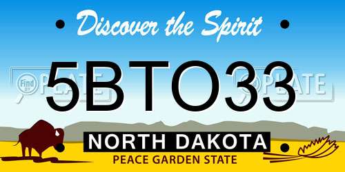 5BTO33 North Dakota License Plate