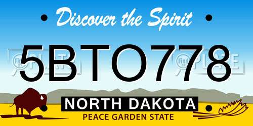 5BTO778 North Dakota License Plate