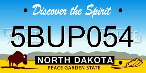 5BUP054 North Dakota License Plate