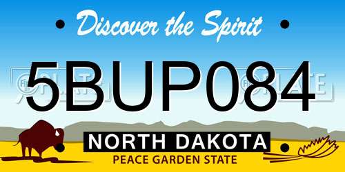 5BUP084 North Dakota License Plate