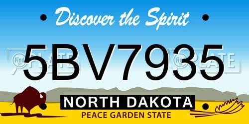 5BV7935 North Dakota License Plate