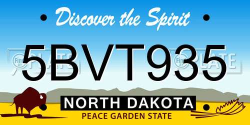 5BVT935 North Dakota License Plate