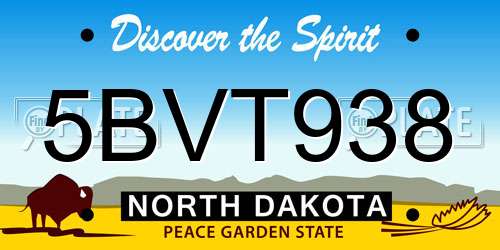 5BVT938 North Dakota License Plate