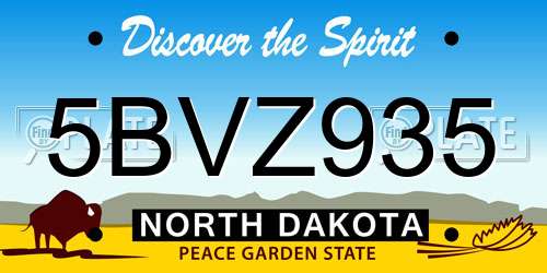 5BVZ935 North Dakota License Plate
