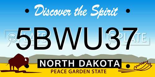 5BWU37 North Dakota License Plate