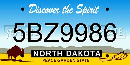 5BZ9986 North Dakota License Plate