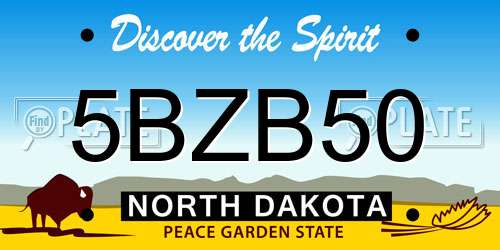 5BZB50 North Dakota License Plate
