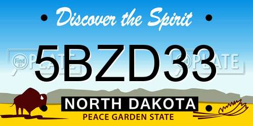 5BZD33 North Dakota License Plate