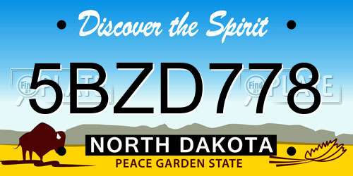 5BZD778 North Dakota License Plate