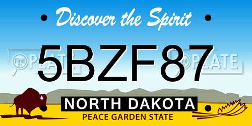 5BZF87 North Dakota License Plate