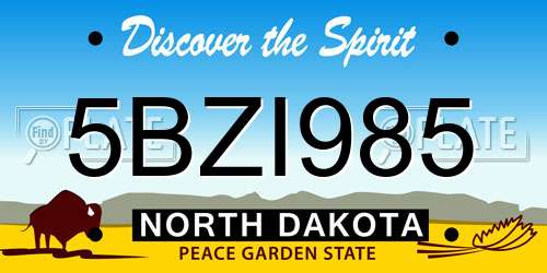 5BZI985 North Dakota License Plate
