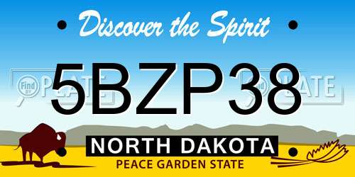 5BZP38 North Dakota License Plate