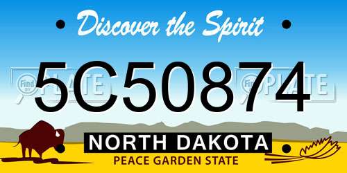 5C50874 North Dakota License Plate