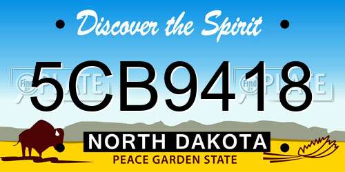5CB9418 North Dakota License Plate