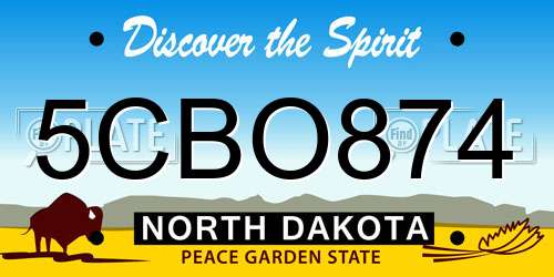 5CBO874 North Dakota License Plate