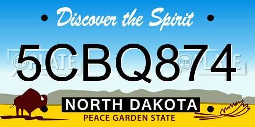 5CBQ874 North Dakota License Plate