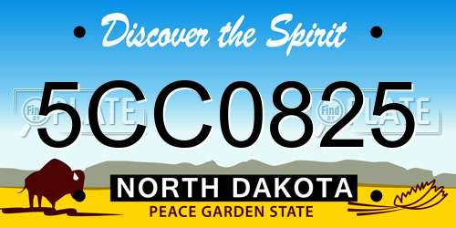 5CC0825 North Dakota License Plate