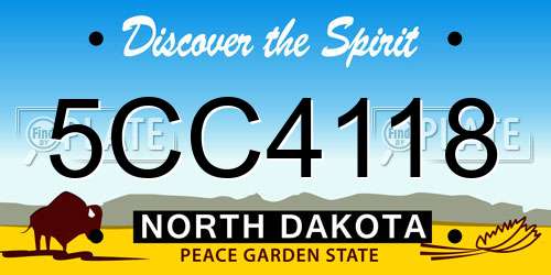 5CC4118 North Dakota License Plate