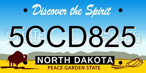 5CCD825 North Dakota License Plate