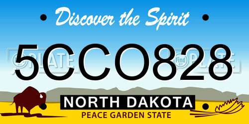 5CCO828 North Dakota License Plate