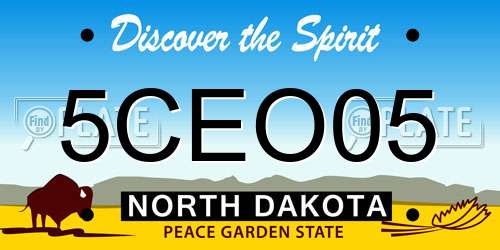 5CEO05 North Dakota License Plate