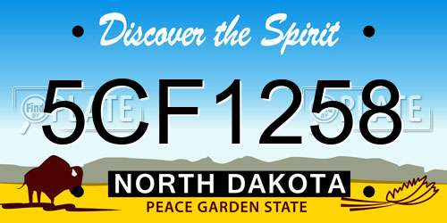 5CF1258 North Dakota License Plate