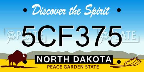 5CF375 North Dakota License Plate