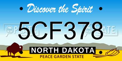5CF378 North Dakota License Plate