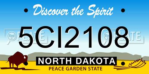 5CI2108 North Dakota License Plate