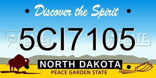 5CI7105 North Dakota License Plate