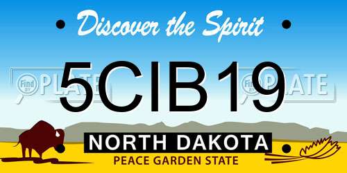 5CIB19 North Dakota License Plate