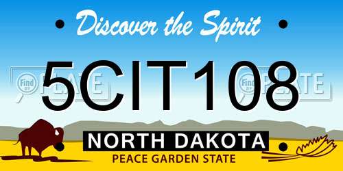 5CIT108 North Dakota License Plate