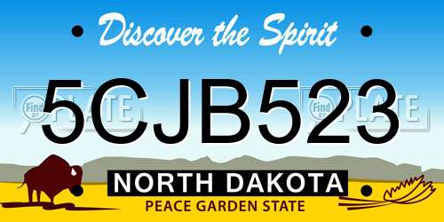 5CJB523 North Dakota License Plate