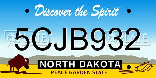 5CJB932 North Dakota License Plate