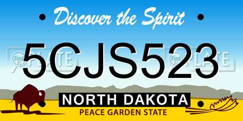 5CJS523 North Dakota License Plate