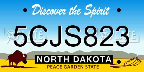 5CJS823 North Dakota License Plate